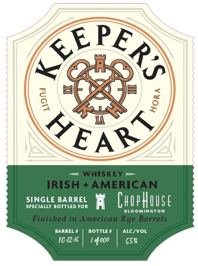 whiksey label Keeper's Heart Cocktail Dinner