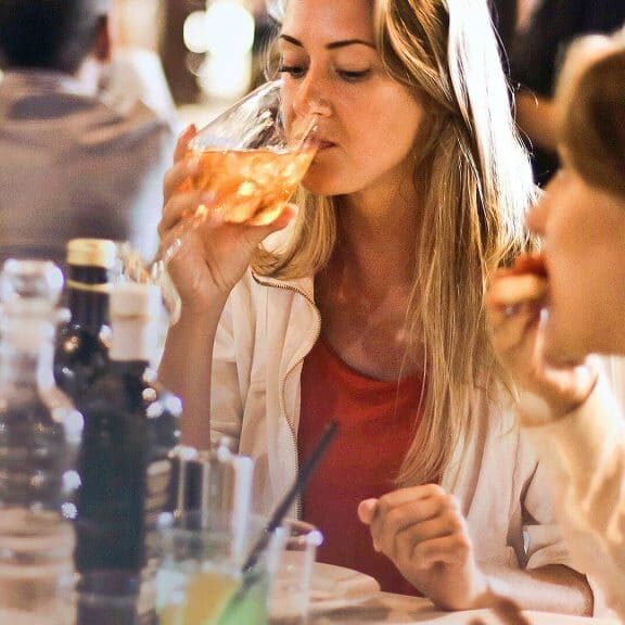 Woman drinking wine